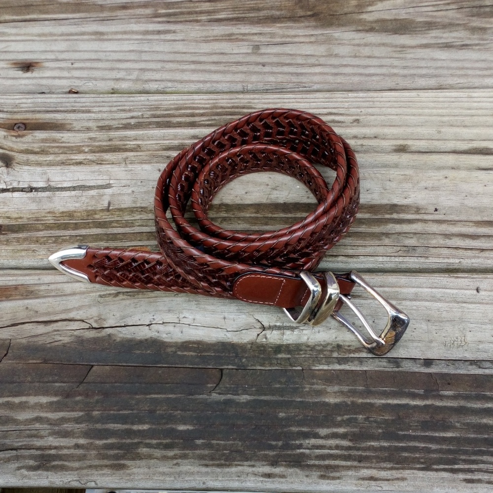 Western style braided leather belt